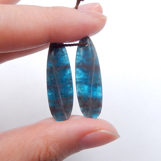 Natural Blue Apatite Crystal Earring Beads 30X9X3mm, 4.2g