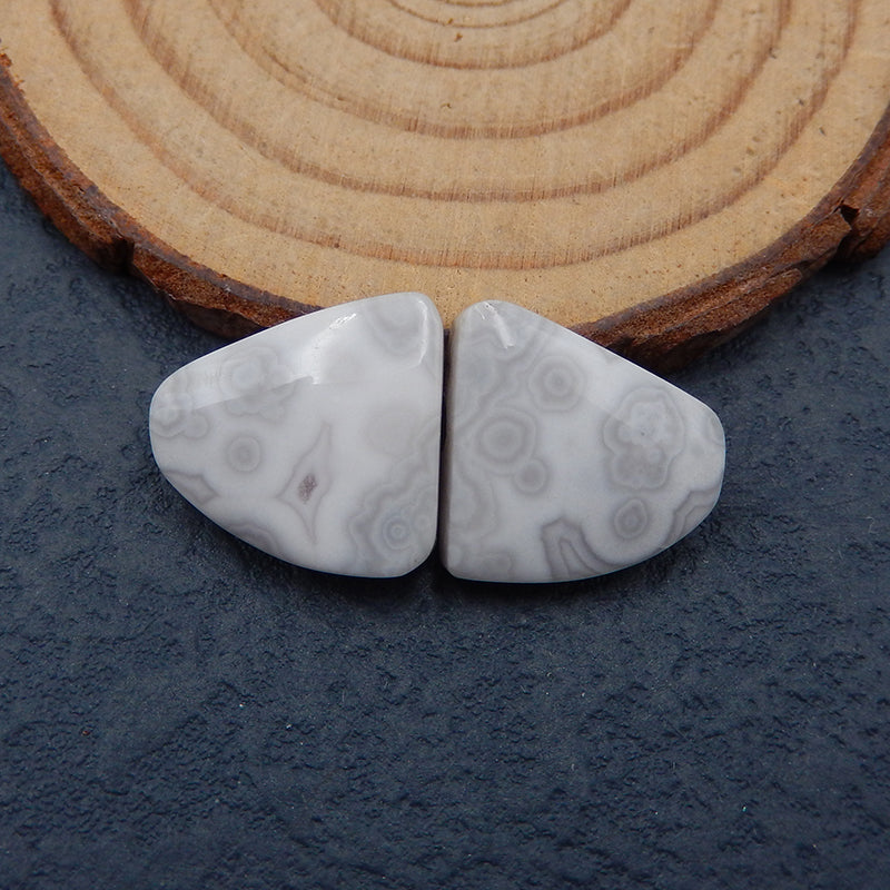Natural Ocean Jasper Cabochons Paired 16X16X4mm, 4.1g