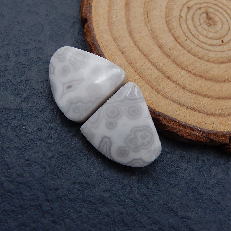 Natural Ocean Jasper Cabochons Paired 16X16X4mm, 4.1g