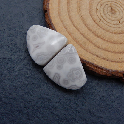 Natural Ocean Jasper Cabochons Paired 16X16X4mm, 4.1g