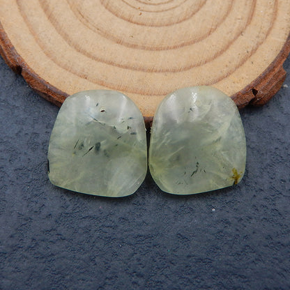 Natural Prehnite Earring Beads 19x17x4mm, 5.6g