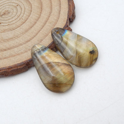 Natural Labradorite Earring Beads 23x13x4mm, 4.4g