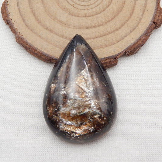 Cabochon de pierres précieuses en forme de larme Wurtzite naturelle (peut percer un trou). Perle pour fabricant de bijoux. 40X28X10mm, 17.6g