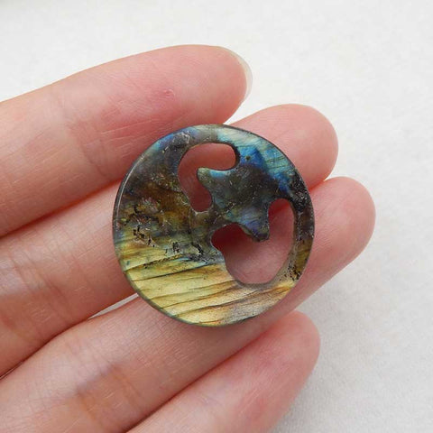 Natural Labradorite Carved moon Cabochon 25x25x8mm, 6.4g