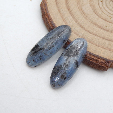 Natural Blue Kyanite Cabochons Paired 22x8x4mm, 3.3g