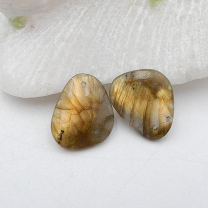Natural Labradorite Earring Beads 18X15X4mm, 3.6g