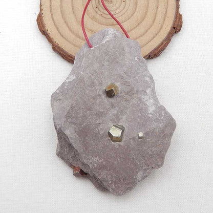 Natural Drusy Pyrite Pendant Bead 55X48X20mm, 78.6g
