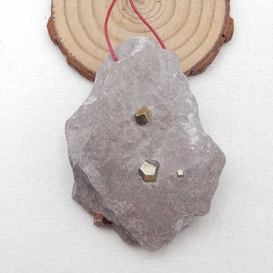 Natural Stone Drusy Pyrite Raw Rough Pendant,55X48X20mm, 78.6g