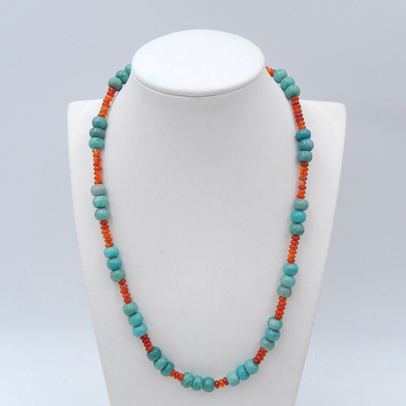 Natural Chrysocolla And Red Agate Gemstone Necklace,Jewelry Necklace ,Adjustable Necklace.