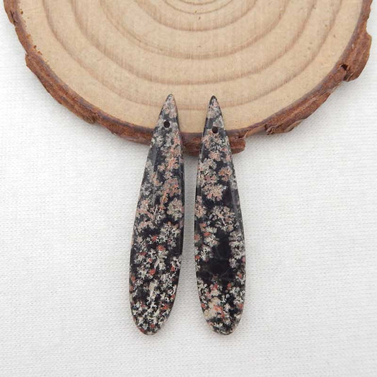 Natural Snow Flake Obsidian Earring Beads 40x9x3mm, 3.8g