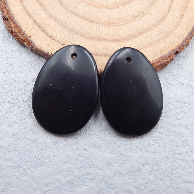 Natural Obsidian Earring Beads 25x18x4mm, 6.1g