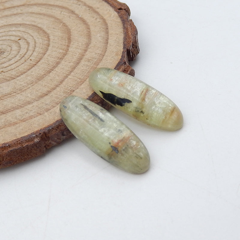 Natural Green Kyanite Cabochons Paired 22x8x4mm, 3.1g