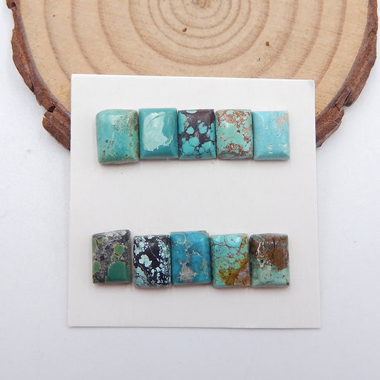 10 cabochons de pierres précieuses turquoises naturelles, 8 x 5 x 3 mm, 3,8 g.