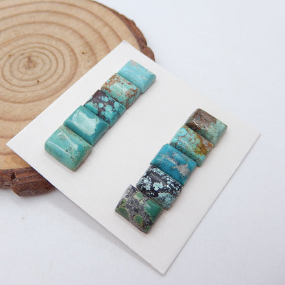 10 cabochons de pierres précieuses turquoises naturelles, 8 x 5 x 3 mm, 3,8 g.