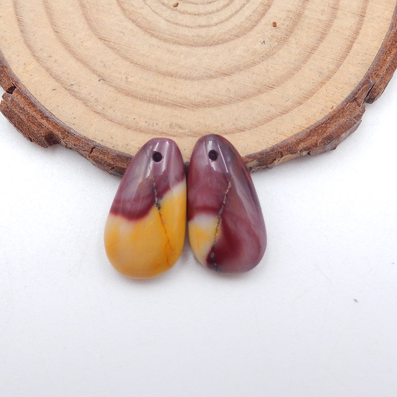 Perles de boucles d'oreilles naturelles Mookaite Jasper Gemstone, 19 x 11 x 5 mm, 3,1 g
