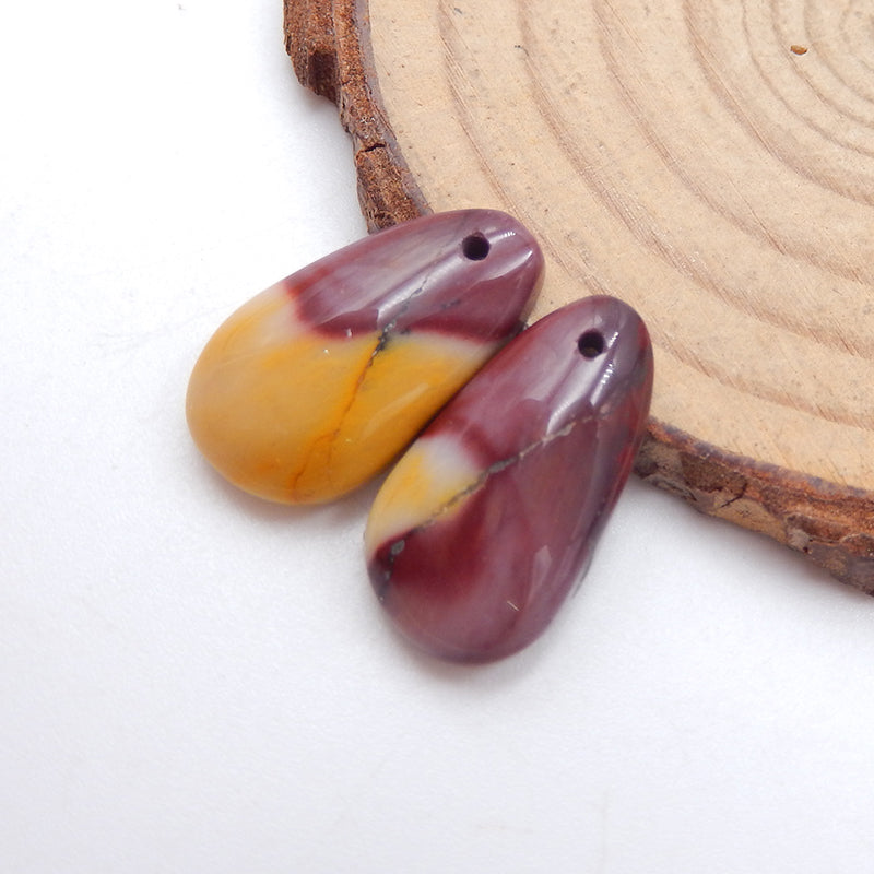 Perles de boucles d'oreilles naturelles Mookaite Jasper Gemstone, 19 x 11 x 5 mm, 3,1 g
