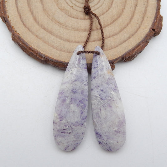 Natural Purple Lace Agate Earring Beads 38X12X4mm, 6.6g