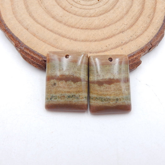 Perles de boucles d'oreilles en pierres précieuses de jaspe naturel, 18 x 13 x 4 mm, 3,5 g