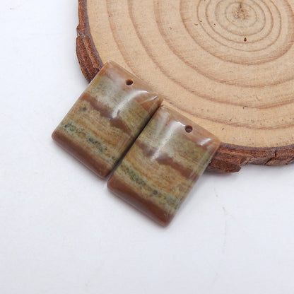 Perles de boucles d'oreilles en pierres précieuses de jaspe naturel, 18 x 13 x 4 mm, 3,5 g
