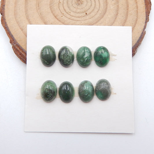 10 cabochons ovales en turquoise vert naturel, 8 x 6 x 3 mm, 2,1 g.