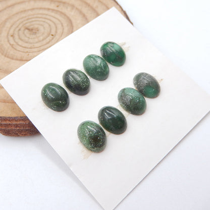 10 cabochons ovales en turquoise vert naturel, 8 x 6 x 3 mm, 2,1 g.