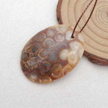 Natural Indonesian Fossil Coral Pendant Bead 40x30x6mm, 9.3g