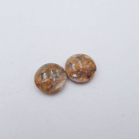 Natural Gold Rutilated Quartz Cabochons Paired 9x3mm, 1.0g