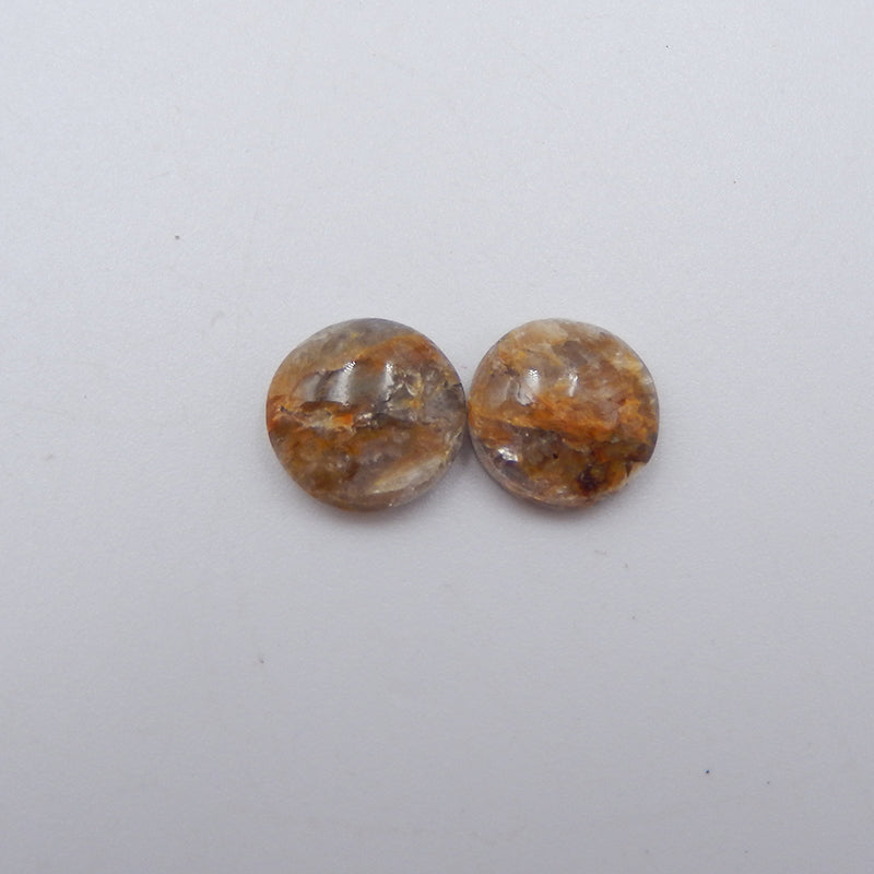 Natural Gold Rutilated Quartz Cabochons Paired 9x3mm, 1.0g