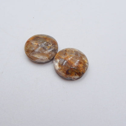 Natural Gold Rutilated Quartz Cabochons Paired 9x3mm, 1.0g