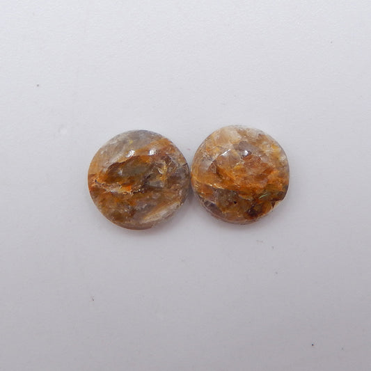 天然金金红晶石英宝石耳环一对，9x3 毫米，1.0 克
