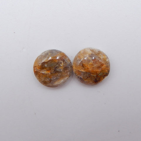 Natural Gold Rutilated Quartz Cabochons Paired 9x3mm, 1.0g