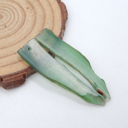 Natural Green Chalcedony Earring Beads 40X10X3mm, 4.0g