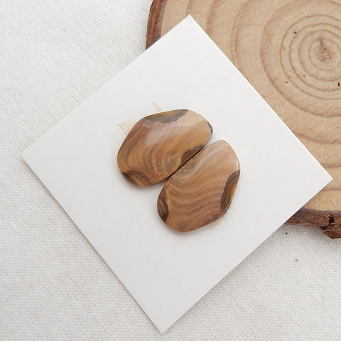 Natural Biggs Jasper Cabochons Paired 17X11X3mm, 2.4g