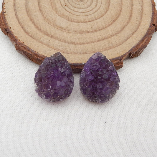 Natural Amethyst Cabochons Paired 18x14x5mm, 4.8g