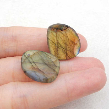 Natural Labradorite Earring Beads 21x17x5mm, 6.3g