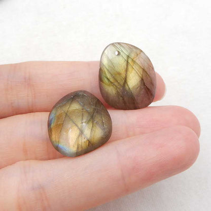 Natural Labradorite Earring Beads 21x17x5mm, 6.3g