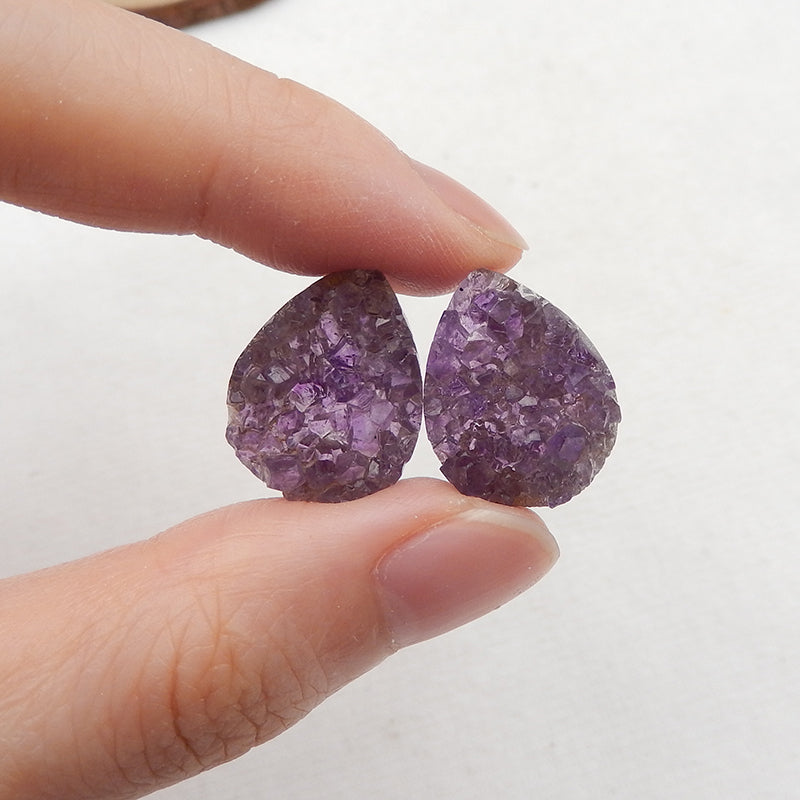 Natural Amethyst Cabochons Paired 18x14x5mm, 4.8g