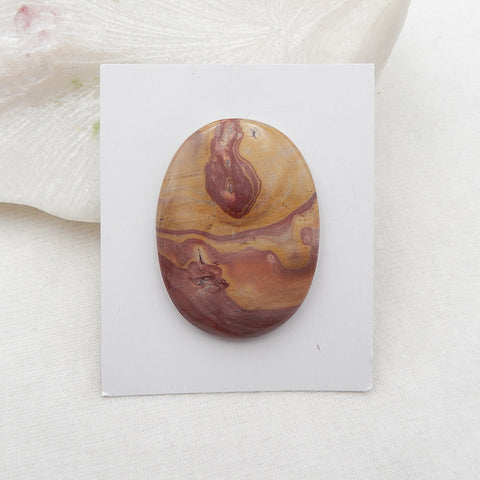 Natural US Biggs Picture Jasper 椭圆形宝石凸圆形，43x32x5mm，12.8g