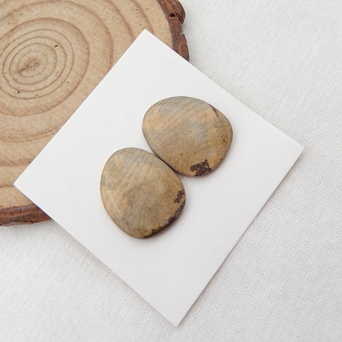 Natural Biggs Jasper Cabochons Paired 17X14X3mm, 2.6g