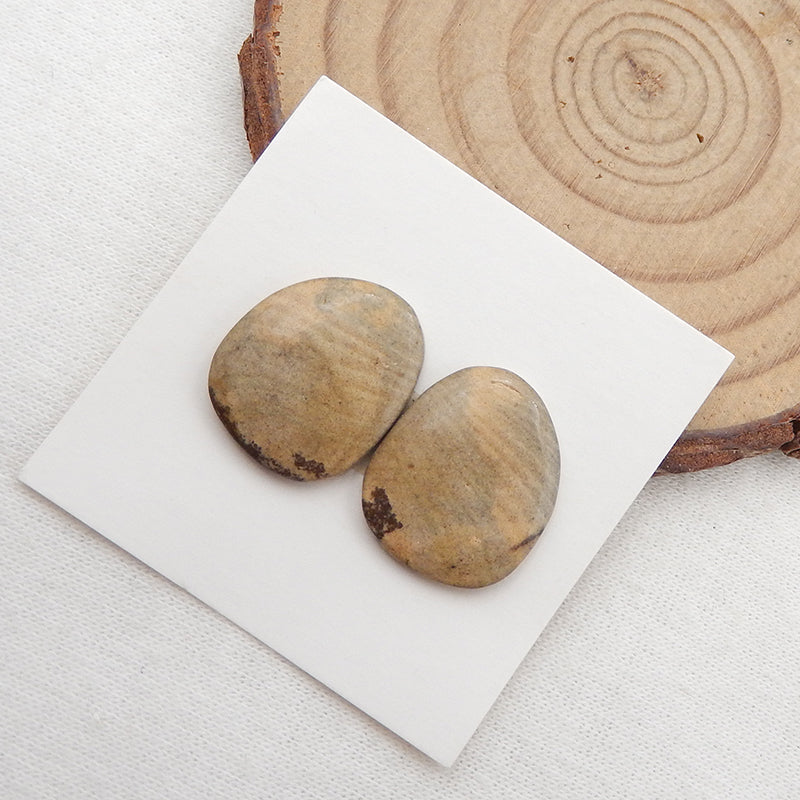 Natural Biggs Jasper Cabochons Paired 17X14X3mm, 2.6g