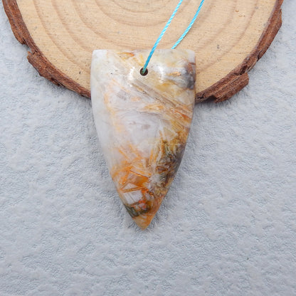 Natural Bamboo Agate Pendant Bead 40X23X9mm, 12.3g