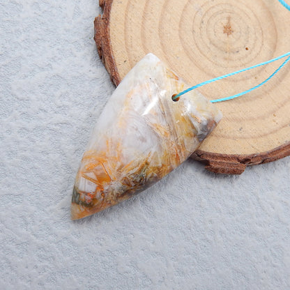 Natural Bamboo Agate Pendant Bead 40X23X9mm, 12.3g