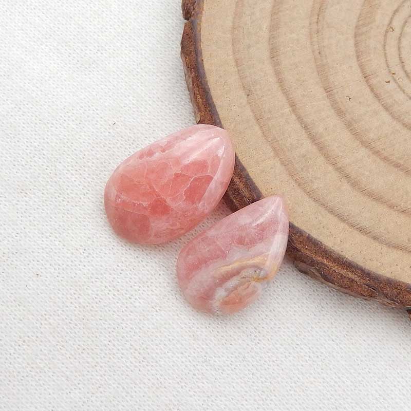 Natural Argentina Rhodochrosite Cabochons Paired 16x10x3mm, 18x11x4mm, 2.7g