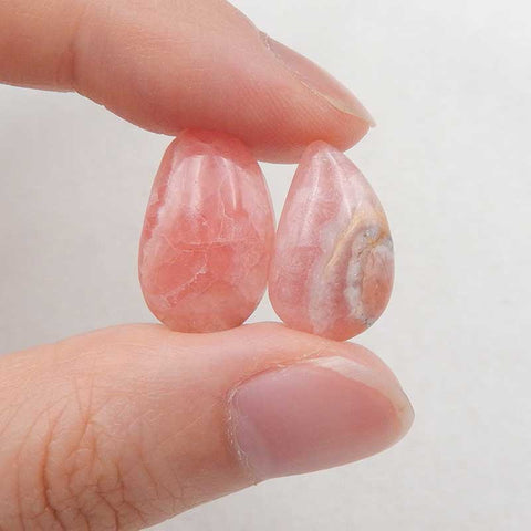 Natural Argentina Rhodochrosite Cabochons Paired 16x10x3mm, 18x11x4mm, 2.7g