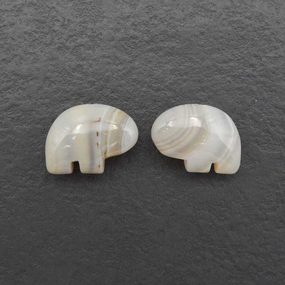 Perles de boucle d'oreille en pierre précieuse d'ours en agate à rayures naturelles sculptées, vente en gros de pierres précieuses, 20x15x7mm, 6.3g