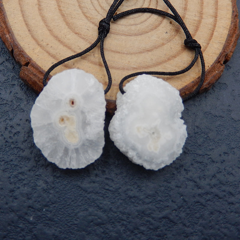 Nature White Geode Quartz Druzy Earring Beads 22X17X6mm, 7.3g