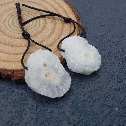 Nature White Geode Quartz Druzy Earring Beads 22X17X6mm, 7.3g