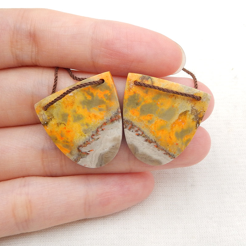 Natural BumbleBee Jasper Earring Beads 22x22x4mm, 7.8g