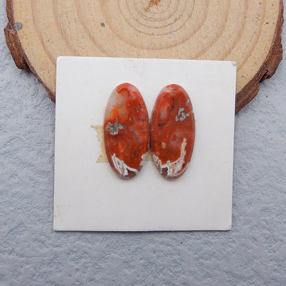 Natural Crazy Lace Agate Cabochons Paired  21x10x3mm, 2.4g