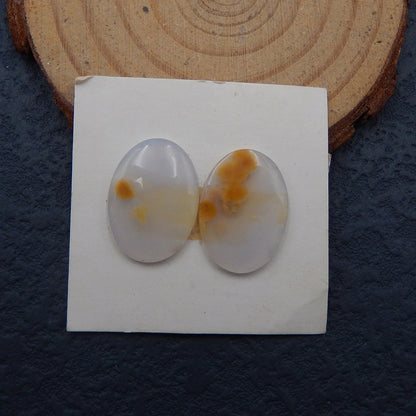 Natural Agate Cabochons Paired 19x14x2mm, 2.5g